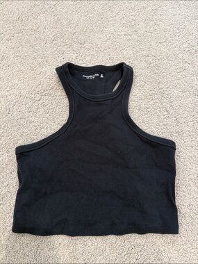 Abercrombie & Fitch Black Ribbed High-Neck Crop Tank